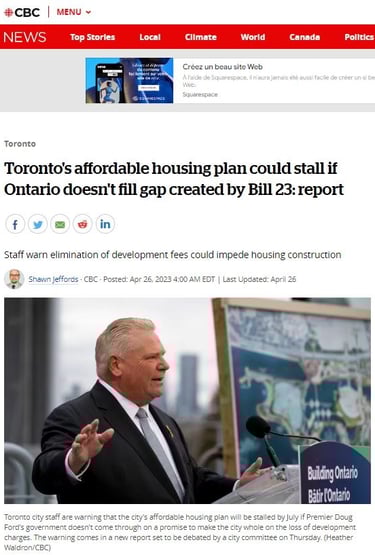 Toronto affordable housing plan. Premier Doug Ford. Heather Waldron, CBC