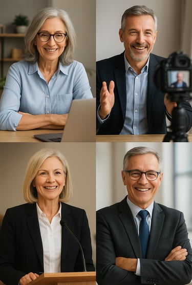 Montagem-com-fotos-pessoas-maduras-diferentes-situações-sucesso