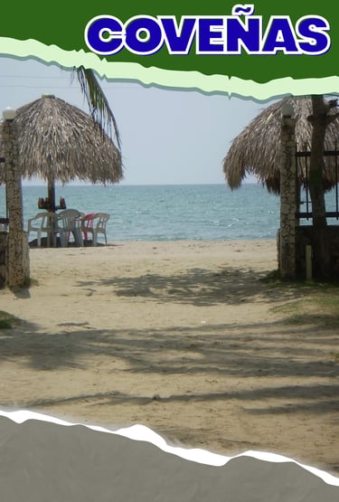 Playa en Coveñas, Colombia con bellos lugares para descansar frente al mar