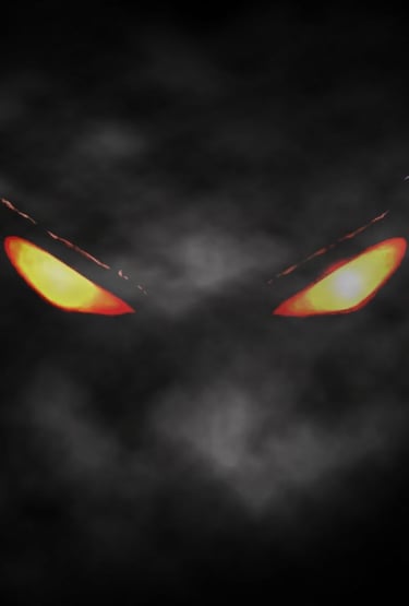 Glowing eyes in mist