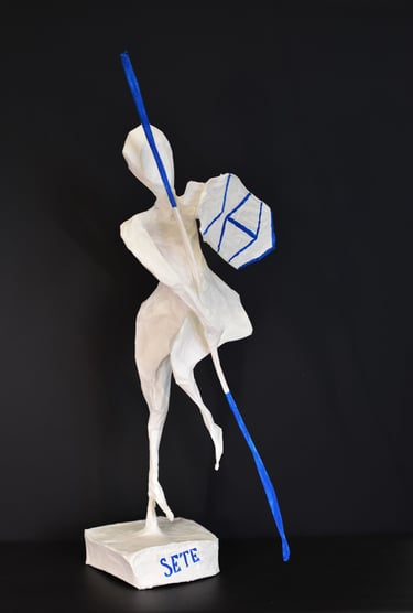 jouteur Sète sculpture papier