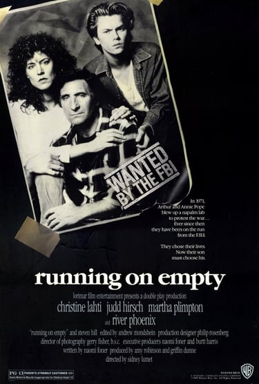 Poster for 'Running on Empty' screening hosted by Auckland International Film Club.