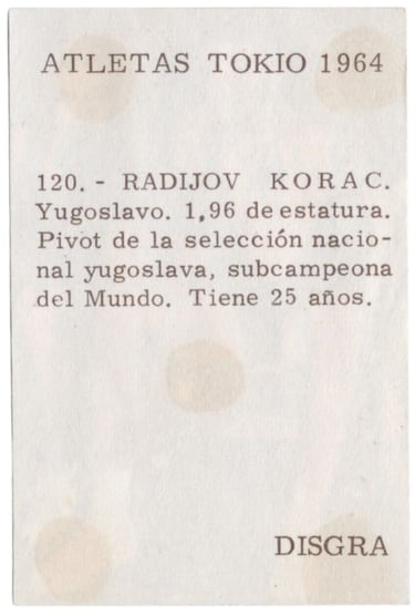 First basketball card featuring Radijov Korac