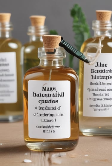 DROPPER BOTTLES WITH A TEXT MENTIONED ON THEM NAMED "ESSENCIAL CRUDES"