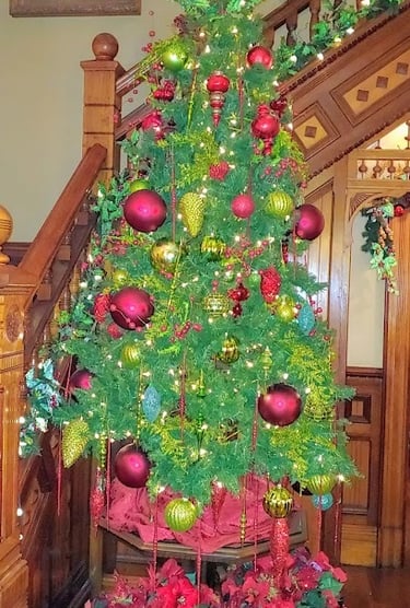 Portland, OR - The Victorian Belle at Christmas with different themed trees throughout 