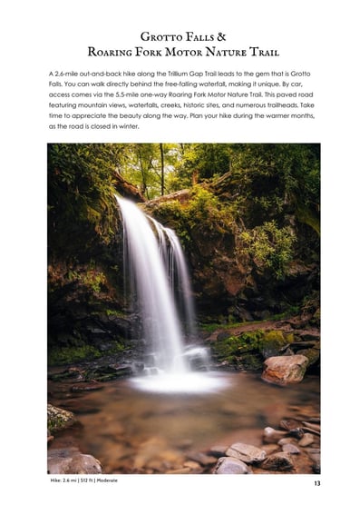 Grotto Falls waterfall in Great Smoky Mountains National Park along the Trillium Gap Trail.