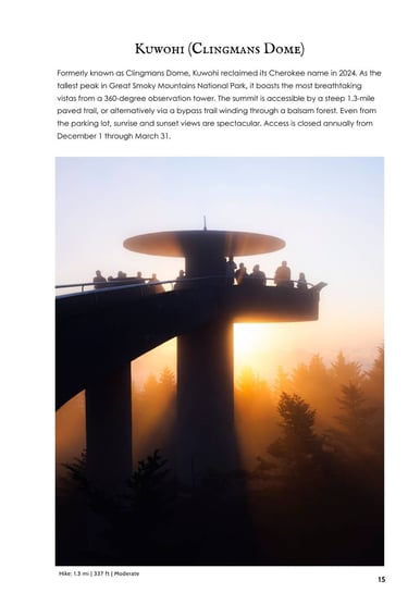 Sunset view from the Kuwohi observation tower in Great Smoky Mountains National Park.