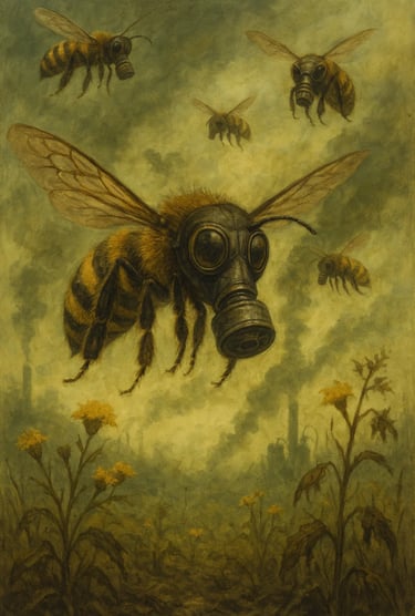 Abeilles dans un air pollué pour la journée mondiale des abeilles