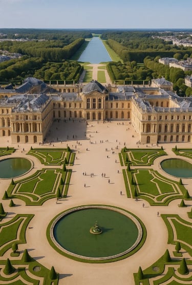 Château de Versaille vu du ciel pour la journée internationale des châteaux.