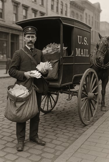 Photo historique d'un postier US Mail - Illustration journée mondiale de la poste