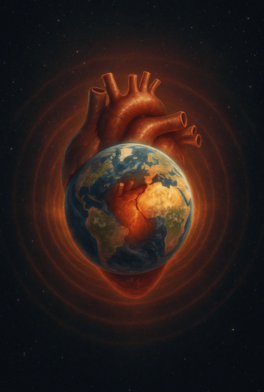 Illustration d'une terre, comme un cœur qui bat, pour la journée mondiale de la terre.