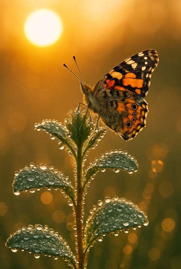 Papillon et rosée du matin- Journée mondiale de la vie