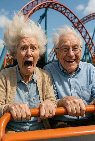 Grands-parents en montagne russes - Illustration - Journée des grands-parents.