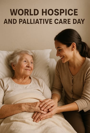 Soignante et patient de l'unité des soins palliatifs pour la journée mondiale des soins palliatifs