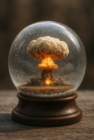 Essai nucléaire dans une boule à neige - illustration journée internationale contre les essais.