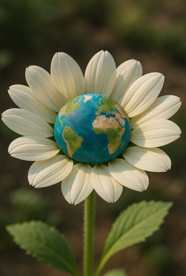 Fleur en forme de terre pour la journée internationale de la protection de la couche d’ozone.