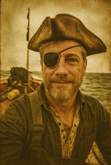 Pirate en mer, Gauthier leleu, Illustration pour la journée mondiale du parler pirate.