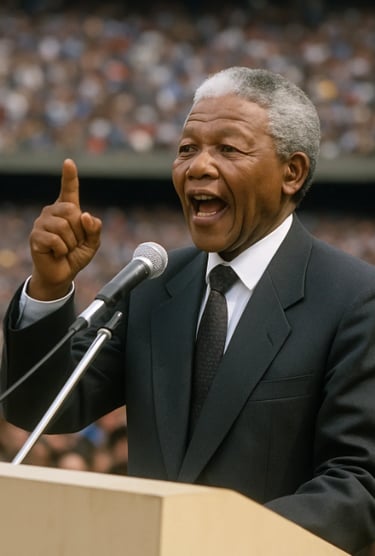Nelson Mandela fait un discours pour la journée internationale Nelson Mandela.