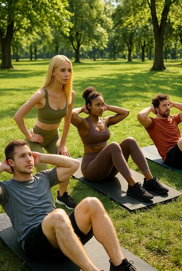 Sport en groupe avec un physiothérapeute pour la journée mondiale de la physiothérapie.