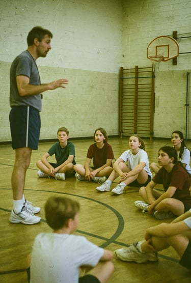 Séance de sport avec le prof pour la journée mondiale des enseignants.