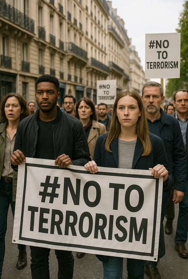 Marche contre le terrorisme pour la journée mondiale de lutte contre le terrorisme.