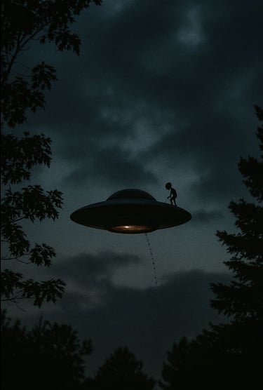 Photo nocturne d'un OVNI pour la journée des OVNI - Journée mondiale