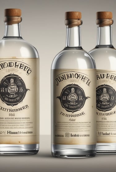 A chilled bottle of organic vodka surrounded by fresh grains and herbs, emphasizing its natural ingredients.