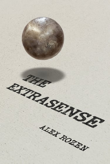 Shot put ball hovering over a typewritten page.