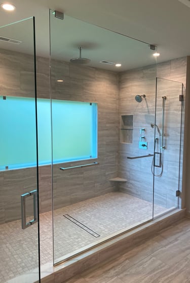 Custom-built tile shower in Winnetka, IL with modern fixtures