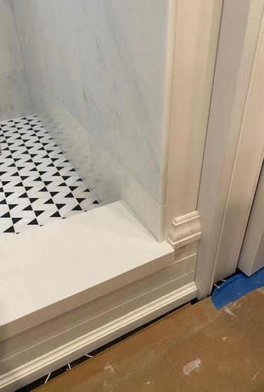 shower remodeling Glenview project featuring newly built custom shower base