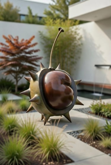 Bronze horse chestnut conker sculpture by Mark Richard Hall