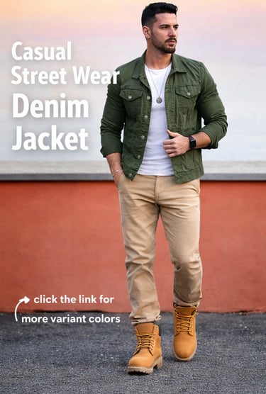 casual green denim jacket