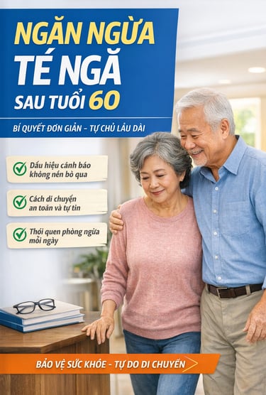 Ngăn ngừa té ngã sau tuổi 60. Hướng dẫn thực tế, dễ áp dụng giúp người cao tuổi đi lại an toàn, tự t