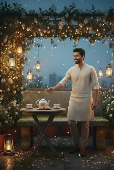 Rohan waiting. Couple goals for a romantic love story.