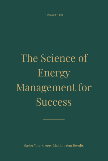 Book cover title The Science of Energy Management for Success on dark green background with gold text.