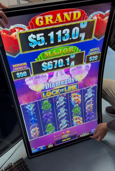 ClaraTech 43 inch C-curved touch monitor testing for Aristocrat MarsX Lock It Link