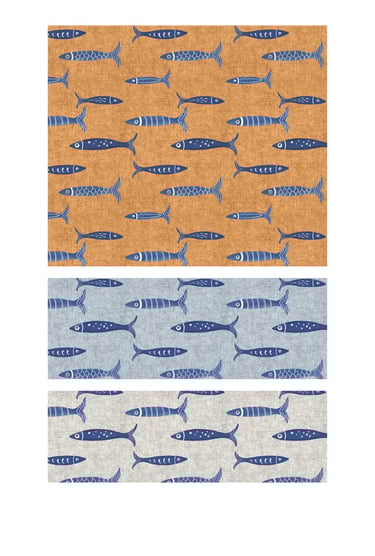 Blue sardines seamless surface patterns for wallpaper, fabric, home decor and art licensing.