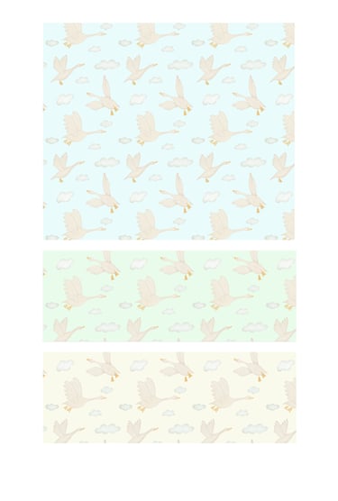 Geese in flight in the clouds seamless surface patterns for wallpaper, fabric and home decor.