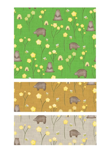 Forest honey bears, beehives and bees surface pattern designs for wallpaper, fabric and home decor.