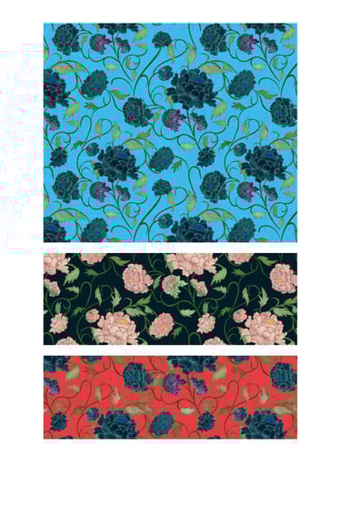 Chinoiserie heritage peonies floral seamless surface patterns for wallpaper, fabric and home decor.