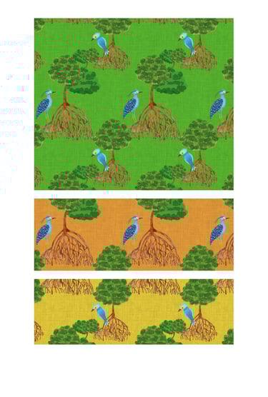 Mangrove tress and birds seamless surface pattern for wallpaper, fabric, home decor and art licensing