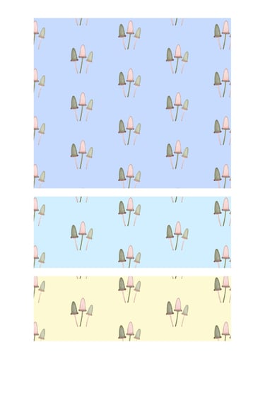 Pastel coloured long mushrooms seamless surface patterns for wallpaper, fabric and home decor.