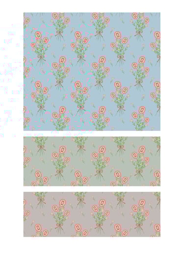 Preppy coquette flower ribbon bouquet surface pattern designs for wallpaper, fabric and home decor.