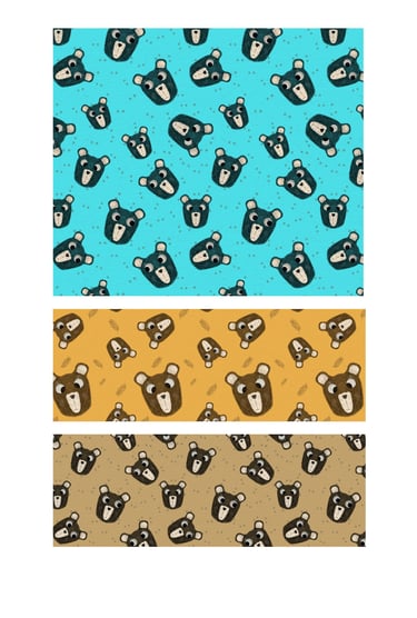 Tossed brown bear heads seamless patterns for wallpaper, fabric and home decor. 
