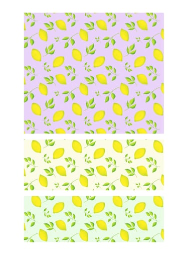 Tossed lemons seamless surface patterns for wallpaper, fabric, home decor and art licensing.