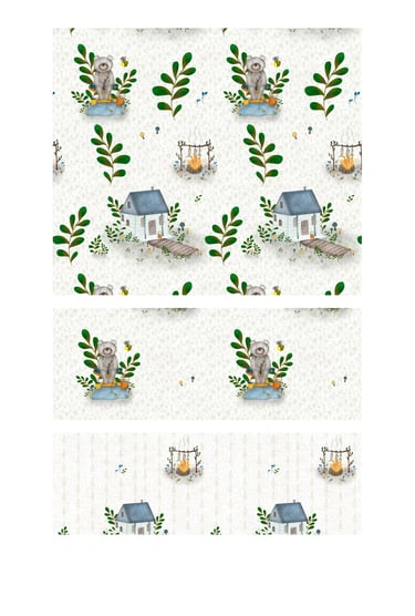 Cabin core woodland fishing bear seamless surface patterns for wallpaper, fabric and home decor.