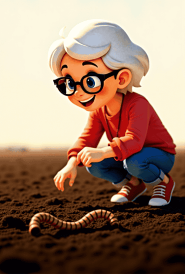 Nanny next to a worm
