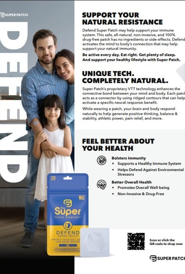 Super Patch Defend lifestyle photo – woman with immune support wellness patch