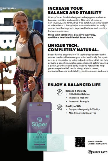 Super Patch Liberty lifestyle photo – confident woman with mood wellness patch