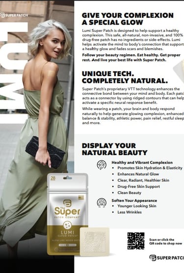 Super Patch Lumi lifestyle photo – woman glowing skin beauty wellness patch